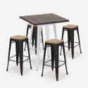 Industriële set met hoge bartafel 60x60 cm en 4 barkrukken Bent White Korting