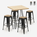 Industriële set met 4 barkrukken en hoge tafel 60x60 cm Oudin Verkoop