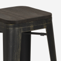industriële salontafel set 60x60cm 4 krukjes hout metaal oudin noix Afmetingen