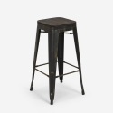 Industriële set met 4 barkrukken en hoge tafel 60x60 cm Oudin Noix Model