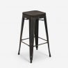 Industriële set met 4 barkrukken en hoge tafel 60x60 cm Oudin Noix Model