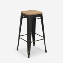 Industriële set met 4 barkrukken en hoge tafel 60x60 cm Oudin Model