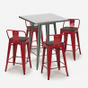 Set met hoge metalen tafel 60x60 cm en 4 barkrukken Buch 