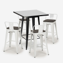 Set met hoge zwarte metalen tafel 60x60 cm en 4 barkrukken Buch Black Model