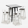 Set met hoge zwarte metalen tafel 60x60 cm en 4 barkrukken Buch Black Model