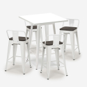 Set met hoge witte metalen tafel 60x60 cm en 4 barkrukken Buch White Afmetingen
