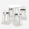 Set met hoge witte metalen tafel 60x60 cm en 4 barkrukken Buch White Afmetingen