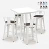 Set met hoge witte metalen tafel 60x60 cm en 4 barkrukken Buch White Aanbod