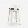 Set met hoge witte metalen tafel 60x60 cm en 4 barkrukken Buch White 