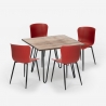 Vierkante tafel set 80x80cm 4 stoelen hout metaal industriële stijl Claw Karakteristieken