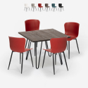 Industriële set met 4 stoelen en vierkante tafel 80x80 cm Claw Dark Kortingen