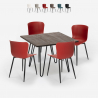 Industriële set met 4 stoelen en vierkante tafel 80x80 cm Claw Dark Kortingen