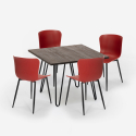 Tafel set 80x80cm vierkant 4 stoelen industriële stijl metaal Claw Dark Prijs