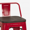 Industriële set met 4 barkrukken en tafel hoge 60x60 cm van hout en metaal Peaky 
