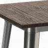 Industriële set met 4 barkrukken en tafel hoge 60x60 cm van hout en metaal Peaky 