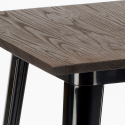 Industriële set met 4 barkrukken en tafel hoge 60x60 cm van hout en metaal Peaky Black 