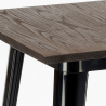 Industriële set met 4 barkrukken en tafel hoge 60x60 cm van hout en metaal Peaky Black 