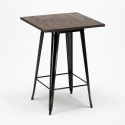 Industriële set met 4 barkrukken en tafel hoge 60x60 cm van hout en metaal Peaky Black 