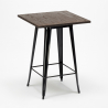 Industriële set met 4 barkrukken en tafel hoge 60x60 cm van hout en metaal Peaky Black 