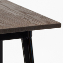Industriële set met 4 barkrukken en tafel hoge 60x60 cm van hout en metaal Peaky Black 