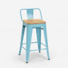 Industriële metalen set met tafel 60x60 cm en 4 barkrukken Bucket Steel 