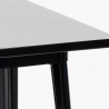 Industriële metalen set met zwarte tafel 60x60 cm en 4 barkrukken Bucket Steel Black 