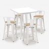 Industriële set met witte tafel 60x60 cm en 4 barkrukken Bucket Steel White Catalogus