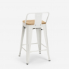 Industriële set met witte tafel 60x60 cm en 4 barkrukken Bucket Steel White Afmetingen