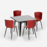 Industriële set met 4 stoelen en vierkante tafel 80x80 cm Wrench Dark Afmetingen
