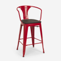 Set met hoge tafel 60x60 cm en 4 industriële metalen barkrukken Bruck Wood 