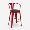Set met hoge tafel 60x60 cm en 4 industriële metalen barkrukken Bruck Wood 