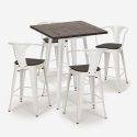 Set met industriële hoge tafel 60x60 cm en 4 barkrukken Bruck Wood White Model
