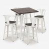 Set met industriële hoge tafel 60x60 cm en 4 barkrukken Bruck Wood White Model