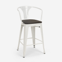 Set met industriële hoge tafel 60x60 cm en 4 barkrukken Bruck Wood White 