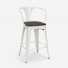 Set met industriële hoge tafel 60x60 cm en 4 barkrukken Bruck Wood White 