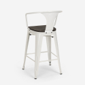 Set met industriële hoge tafel 60x60 cm en 4 barkrukken Bruck Wood White 