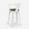 Set met industriële hoge tafel 60x60 cm en 4 barkrukken Bruck Wood White 