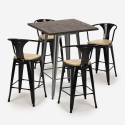 Industriële set met hoge tafel 60x60 cm en 4 barkrukken Bruck Top Light Model