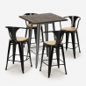 Industriële set met hoge tafel 60x60 cm en 4 barkrukken Bruck Top Light Model