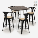 Set met hoge tafel 60x60 cm en 4 industriële metalen barkrukken Bruck White Top Light Korting