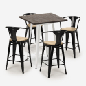 Set met hoge tafel 60x60 cm en 4 industriële metalen barkrukken Bruck White Top Light Model