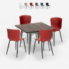 Industriële set met vierkante tafel 80x80 cm en 4 stoelen Anvil Kortingen
