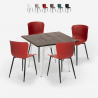 Industriële set met vierkante tafel 80x80 cm en 4 stoelen Anvil Light Korting