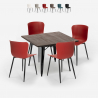 vierkante tafel set 80x80cm Lix 4 stoelen industriële stijl anvil dark Korting