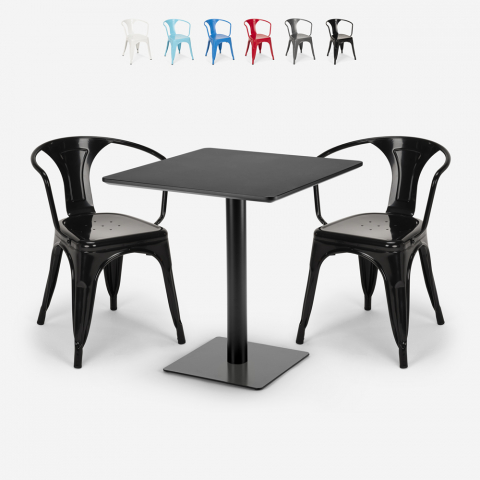Horeca set met 2 stoelen en salontafel 70x70 cm Starter Dark Aanbieding
