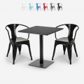 Horeca salontafel set 70x70cm 2 stoelen industrieel design Starter Dark Aanbieding