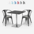 Horeca set met 2 stoelen en salontafel 70x70 cm Starter Silver Aanbieding