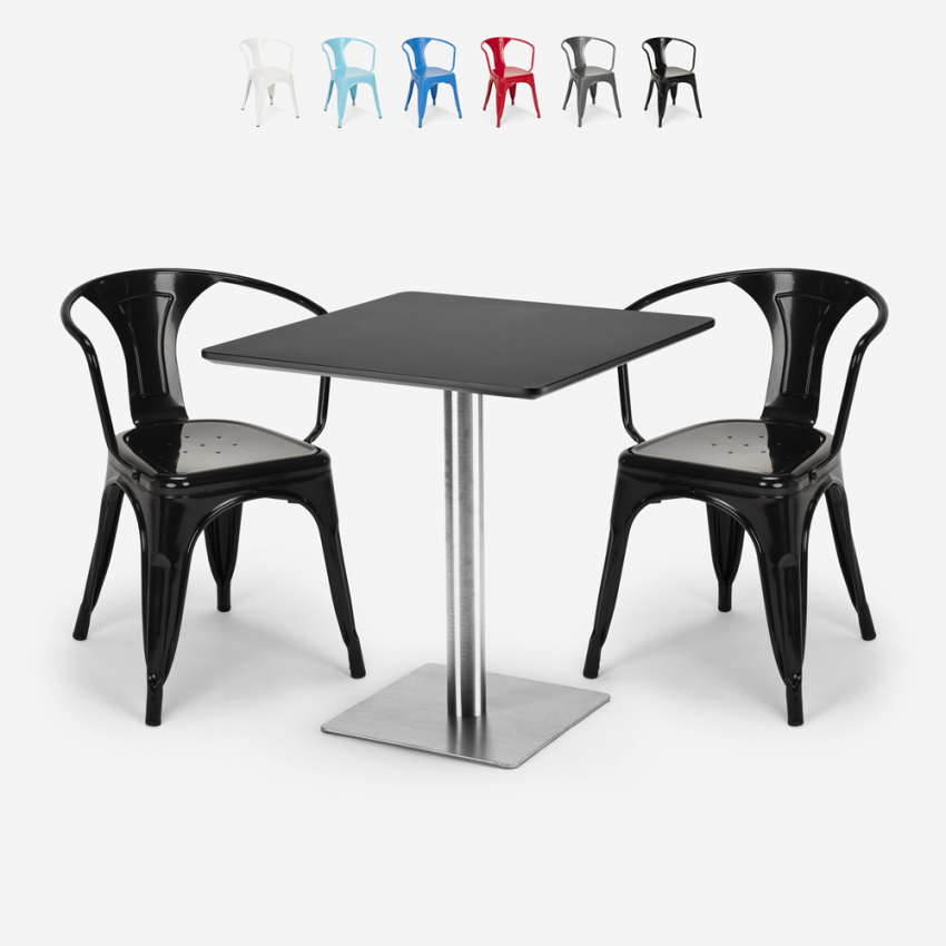 Horeca set met 2 stoelen en salontafel 70x70 cm Starter Silver Kortingen Horeca set met 2 stoelen en salontafel 70x70 cm Starter Silver Kortingen