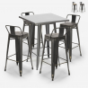 Industriële set met 4 vintage barkrukken en hoge tafel 60x60 cm Rush Verkoop