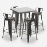Industriële set met 4 vintage barkrukken en hoge tafel 60x60 cm Rush Kortingen